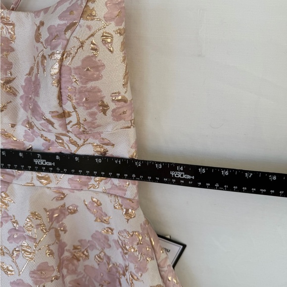 B. Darlin Pink Gold Floral Metallic Fit & Flare Party Dress NWT - Picture 5 of 9